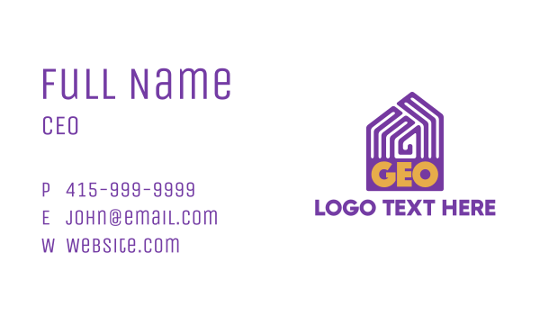 Violet Geo Pattern House Business Card Design Image Preview