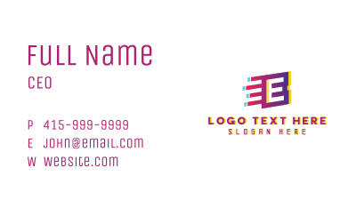 Speedy Letter E Motion Business Card Image Preview