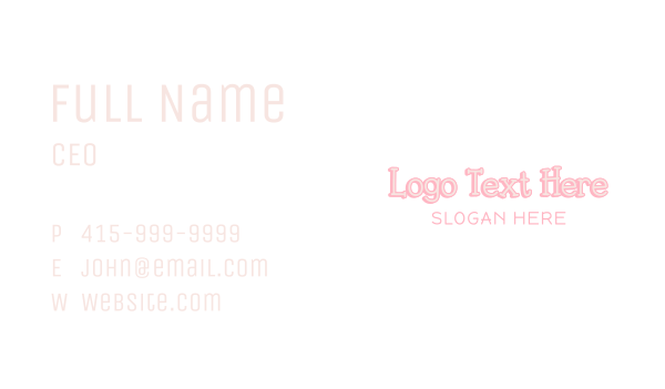 Pastel Pink Wordmark Business Card Design Image Preview