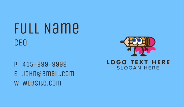 Cute Pencil Superhero Business Card Design Image Preview