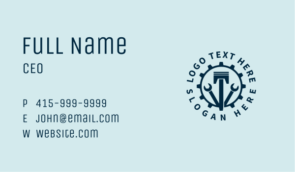 Piston Gear Wrench Emblem Business Card Design Image Preview