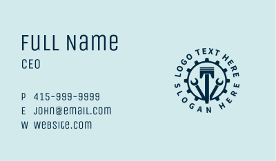 Piston Gear Wrench Emblem Business Card Image Preview