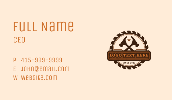 Hammer Saw Woodwork Business Card Design Image Preview