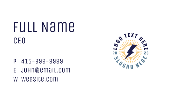 Power Bolt Emblem Business Card Design Image Preview