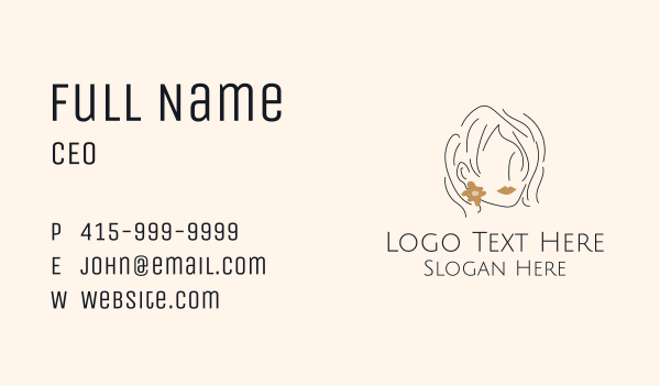 Flower Earring Woman Business Card Design Image Preview