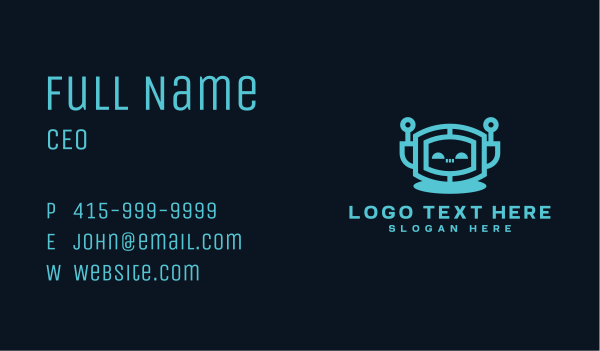Cybernetic Programmer Robot Business Card Design Image Preview