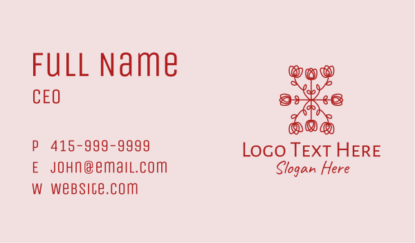 Red Rose Pattern Business Card Design Image Preview