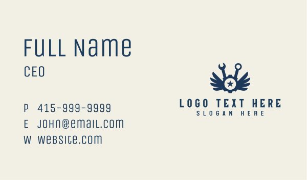 Wrench Wings Industrial Mechanic  Business Card Design Image Preview