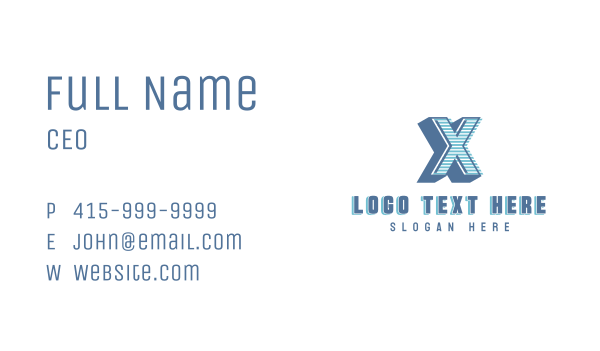 Studio Stripe Letter X Business Card Design Image Preview
