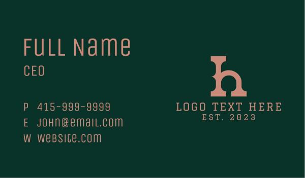 Western Letter H Business Card Design Image Preview