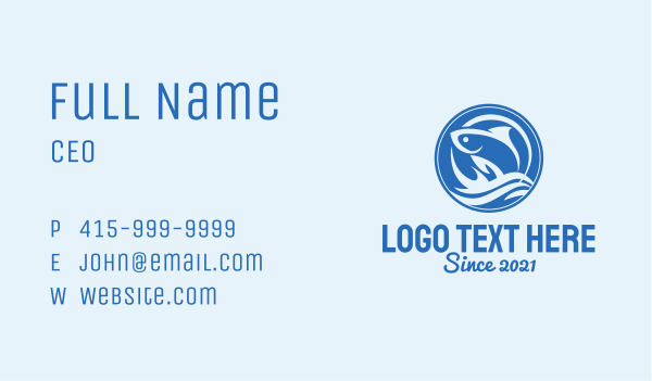 Blue Wave Fish  Business Card Design Image Preview