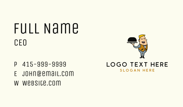 Waiter Server Mascot Business Card Design Image Preview