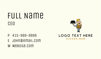 Waiter Server Mascot Business Card Image Preview