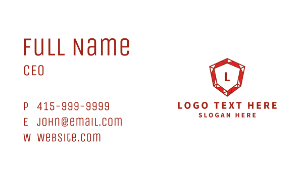 Ruby Gemstone Letter Business Card Design Image Preview