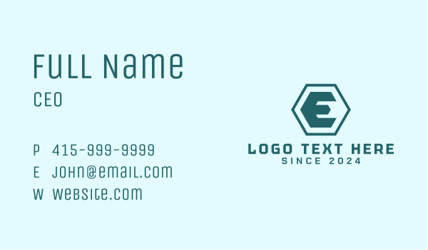 Modern Green Letter E Business Card Design Image Preview
