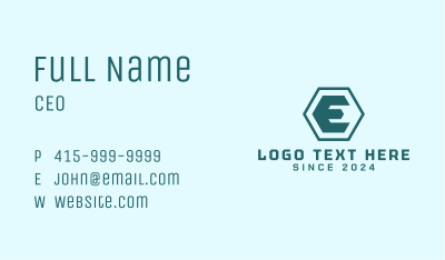 Modern Green Letter E Business Card Image Preview