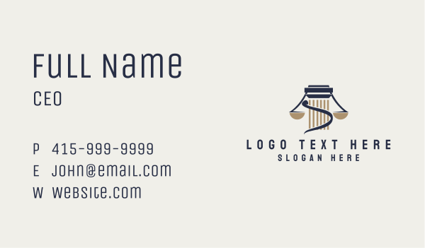 Justice Scale Column Business Card Design Image Preview