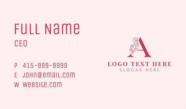 Floral Plant Letter A Business Card Design Image Preview