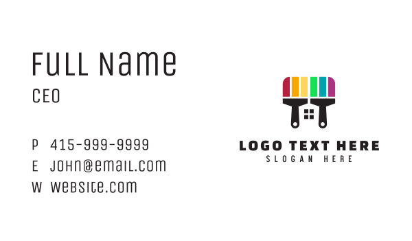 Rainbow Paint House Business Card Design Image Preview