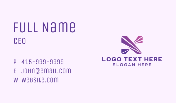 Modern Purple Letter X Business Card Design Image Preview