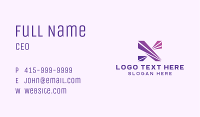 Modern Purple Letter X Business Card Image Preview