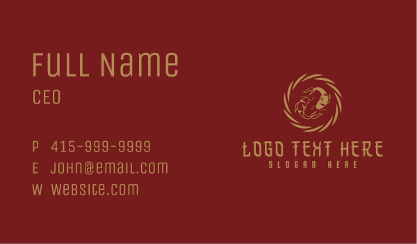 Golden Chinese Fish Business Card Design Image Preview