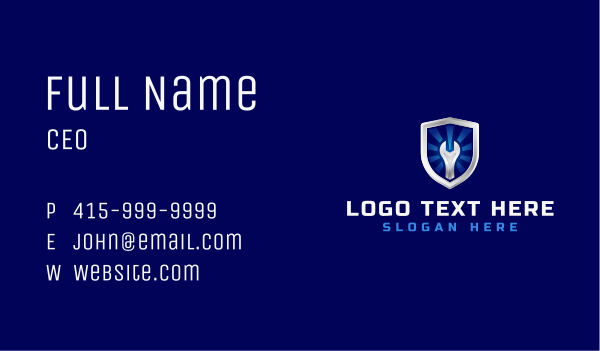 Shield Repair Wrench Business Card Design Image Preview
