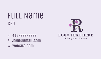 Floral Letter R Business Card Image Preview
