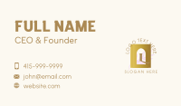 Golden Frame Leaves Lettermark Business Card Design