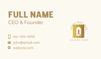 Golden Frame Leaves Lettermark Business Card Preview