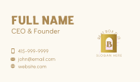 Golden Frame Leaves Lettermark Business Card Design