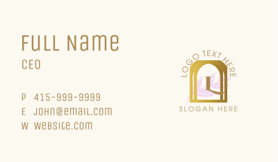 Golden Frame Leaves Lettermark Business Card Image Preview