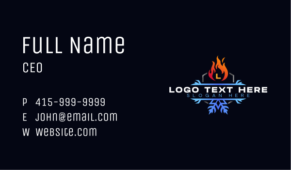 Snowflake Fire Heating Business Card Design Image Preview