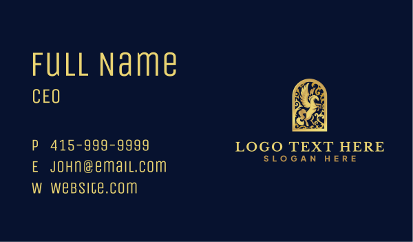 Luxury Pegasus Arch Business Card Design Image Preview