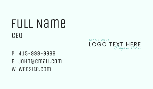 Minimalist Fashion Script Wordmark Business Card Design Image Preview