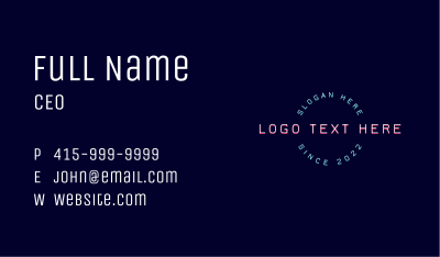 Circle Neon Wordmark Business Card Image Preview