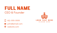Orange Anchor Letter W Business Card Design