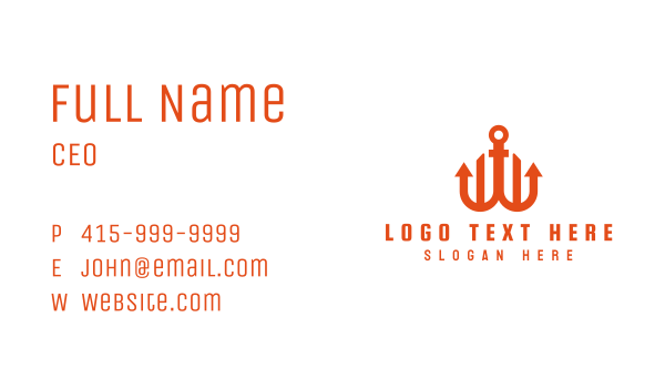 Orange Anchor Letter W Business Card Design Image Preview