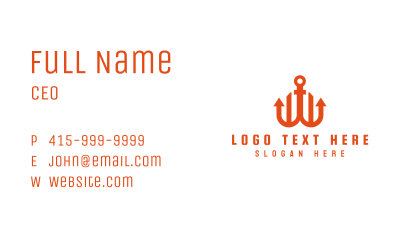 Orange Anchor Letter W Business Card Image Preview