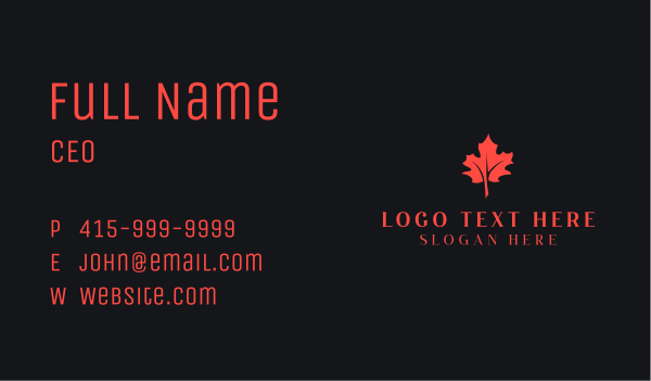 Canadian Maple Leaf  Business Card Design Image Preview