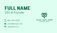 Green Geometric Letter V  Business Card Image Preview
