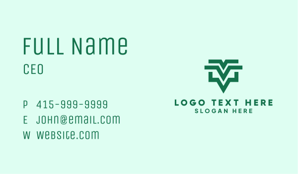 Green Geometric Letter V  Business Card Design Image Preview