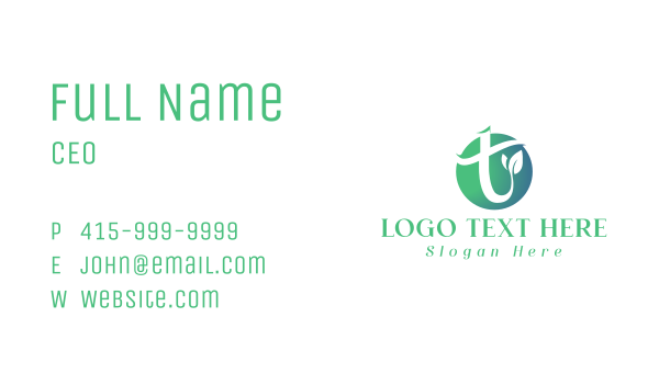 Leaf Organic Letter T Business Card Design Image Preview