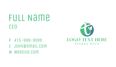 Leaf Organic Letter T Business Card Image Preview