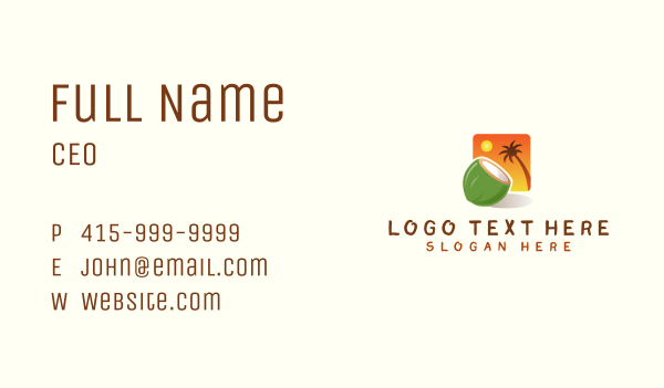 Coconut Sunset Tropical Business Card Design Image Preview