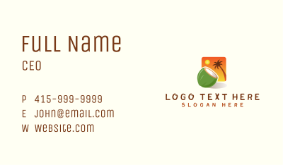 Coconut Sunset Tropical Business Card Image Preview