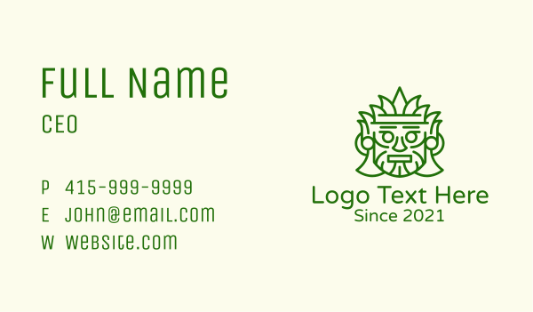 Aztec Leaf Mask Business Card Design Image Preview