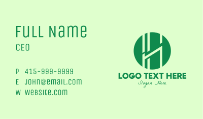 Green Abstract Bamboo Letter H Business Card