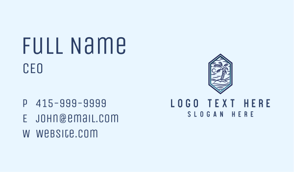 Hexagon Palm Tree Island Business Card Design Image Preview