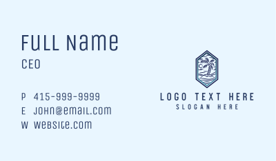 Hexagon Palm Tree Island Business Card Image Preview